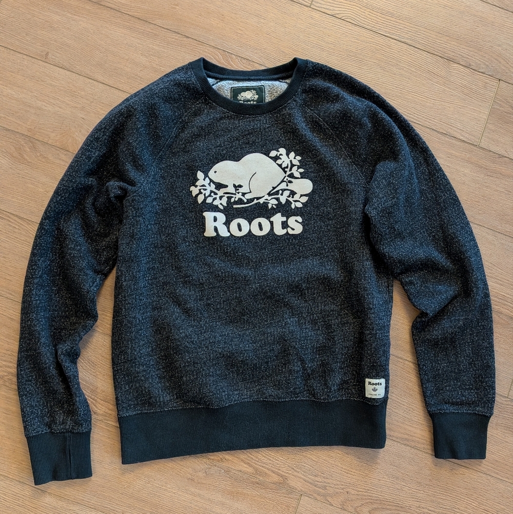 Roots Charcoal Salt and Pepper Crewneck Sweater